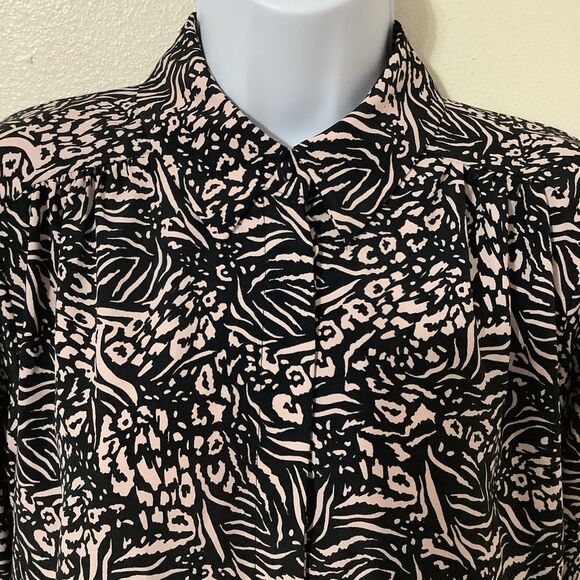 Topshop Funky Cheetah Zebra Animal Print Maximalist Button Up Blouse Size 4 - Picture 2 of 15